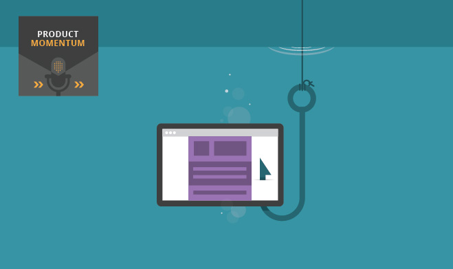 Illustration of hook in the water catching a website