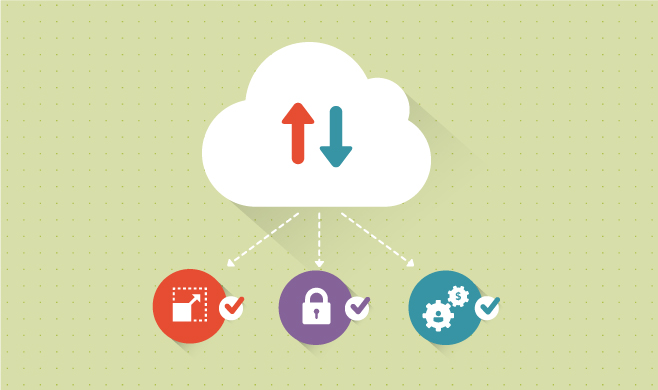 Illustration of cloud linking security, scalability and integrity