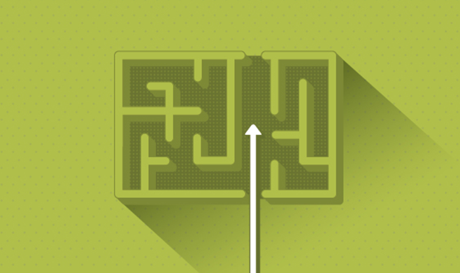 Graphic of a path in through a maze